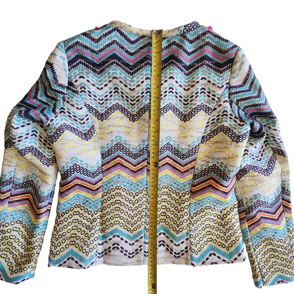 Molly Bracken Boho Aztec Print with Pom Poms Jacket Size Medium - Picture 15 of 16